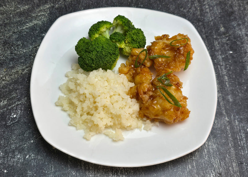 Orange Chicken with Steamed or Tempura Broccoli