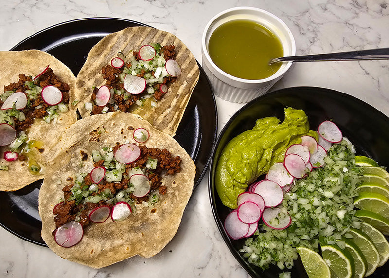 Beef Tacos with Cassava Tortilla and Salsa Verde